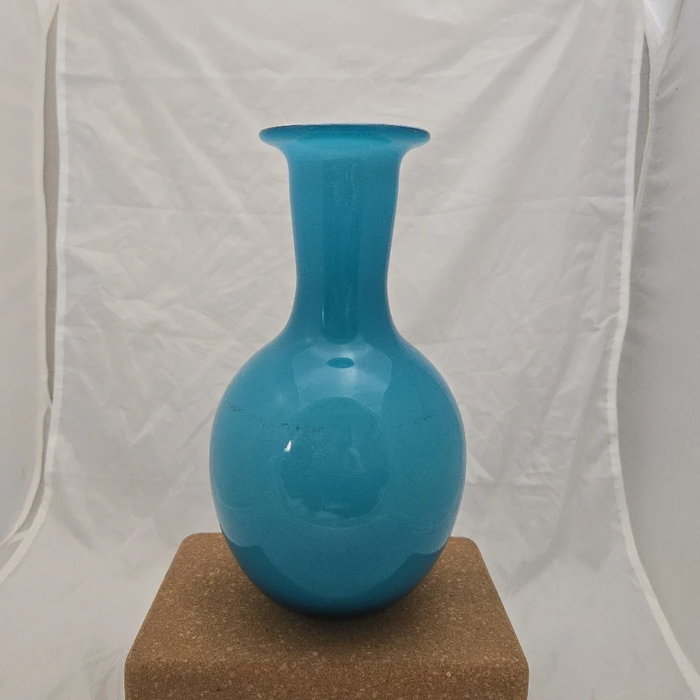 West Elm Turquoise Blue Blown Glass Vase